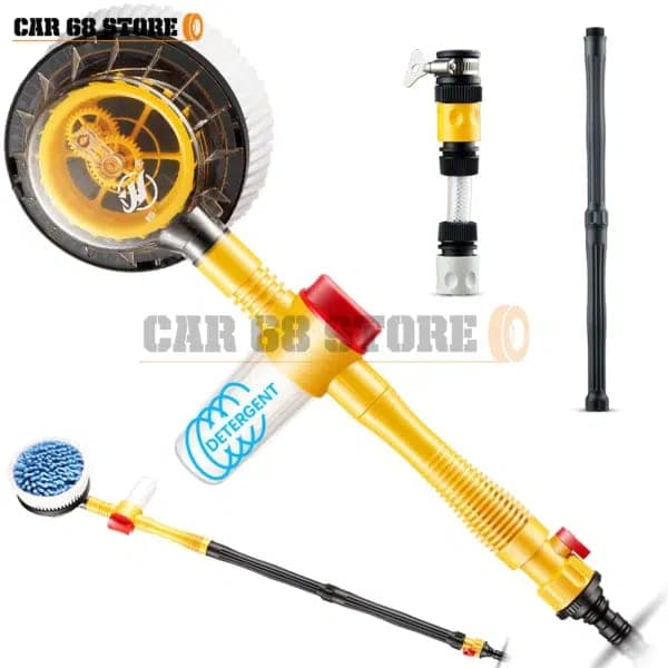 Automatic car wash brush with long handle and soap dispenser