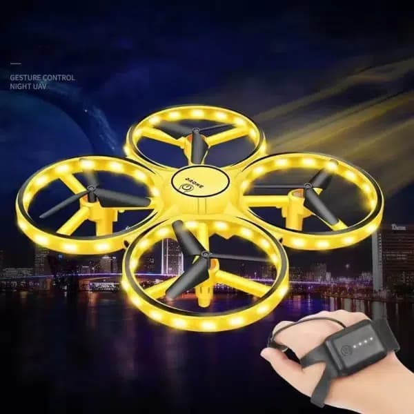 Dron de mano controlado mini con luces LED