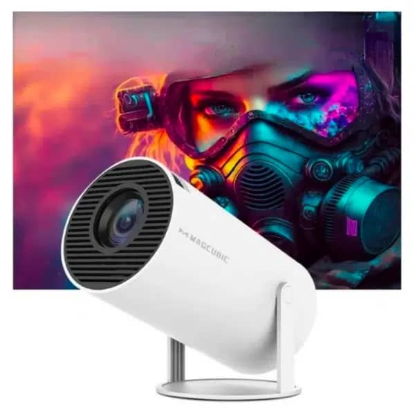 Proyector portátil 4K con pantalla de pared HY300